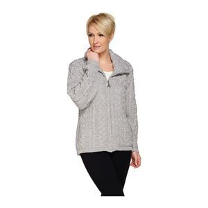 SUNNYLiFE Women's Top Sweater Sz XL Merino Wool Zip Front Cardigan Gray A251981